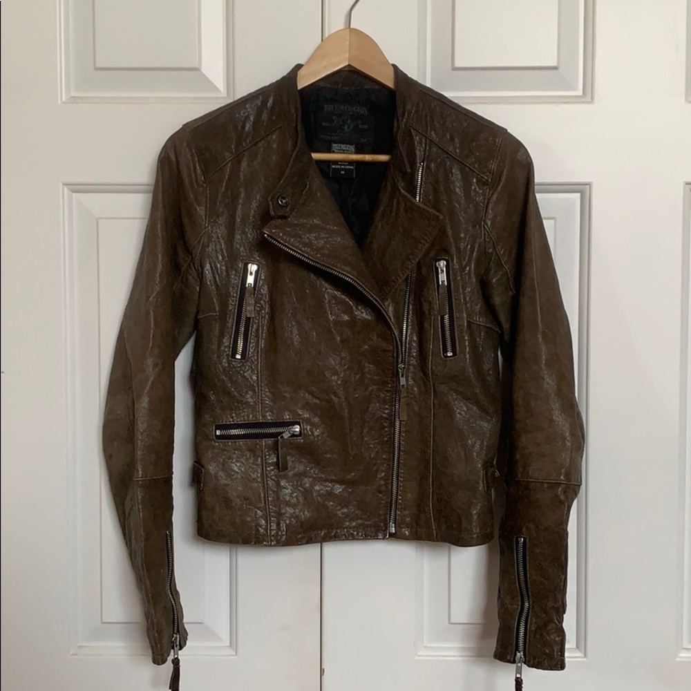 True Religion Lambskin Olivia Moto Jacket